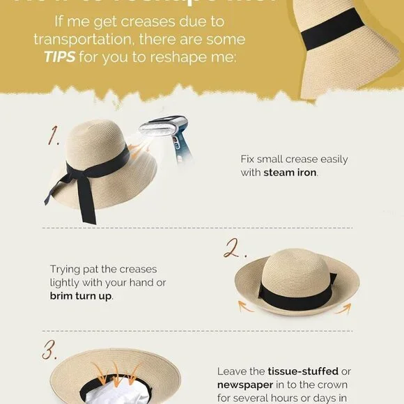 Womens Beach Sun Straw Hat UV UPF 80+ Travel Foldable Brim Summer UV Hat
